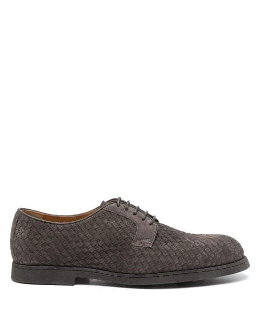 Doucal's Brown Interwoven Derby Shoes for men