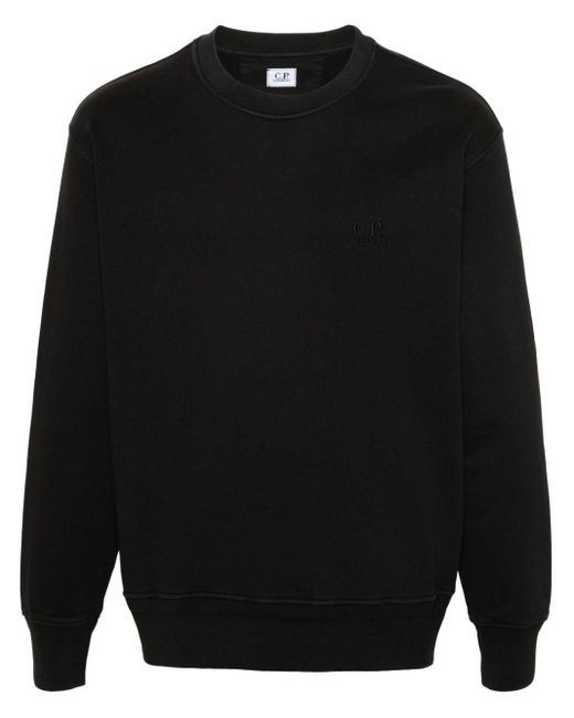 C P Company Black Embroidered-logo Cotton Sweatshirt for men
