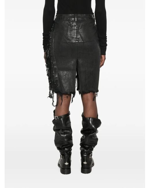 Rick Owens Gray Distressed Sliced Denim Mini Skirt