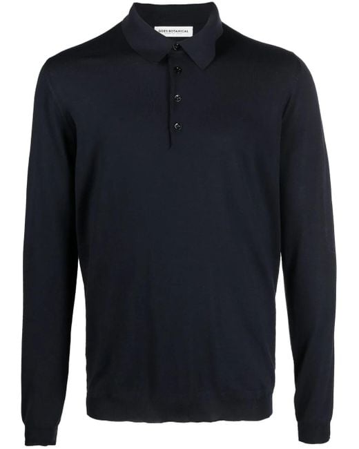 Polo A Maniche Lunghe di GOES BOTANICAL in Blue da Uomo