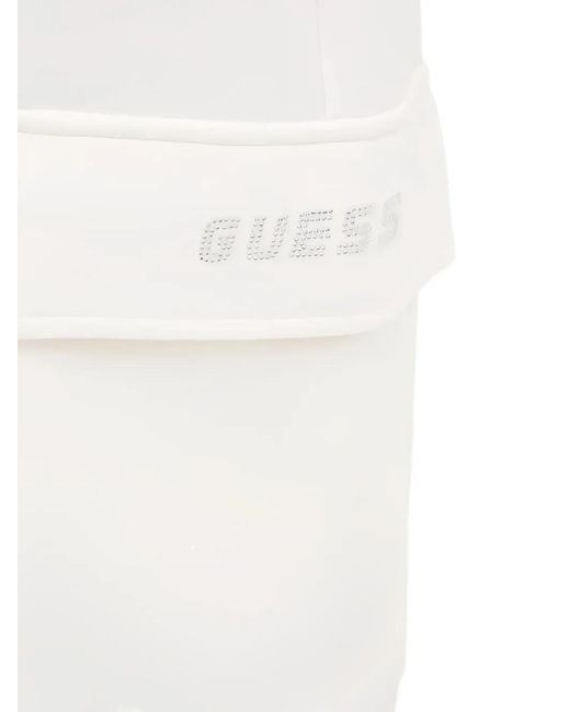 Guess White Cargo-Pocket Track Pants