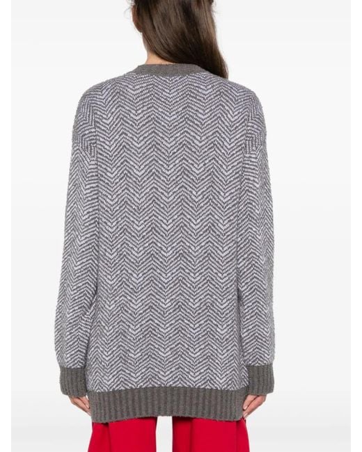 Moschino Gray Chevron-Pattern Jumper