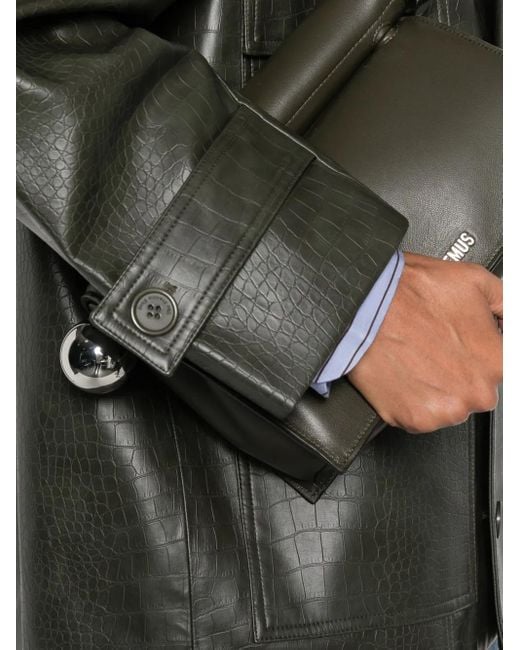 Frankie Shop Gray Faux Leather Double-Breasted Coat