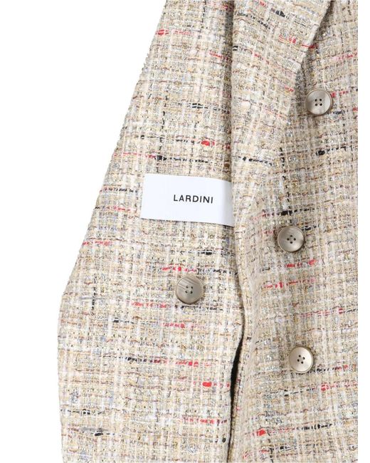 Lardini Natural Double-Breasted Tweed Blazer