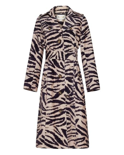 Cara Cara White Zebra Print Belted Trench Coat