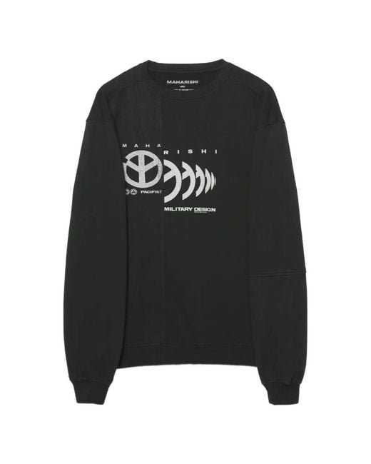 Maharishi Black Maha Logo-Print Panelled Sweater for men