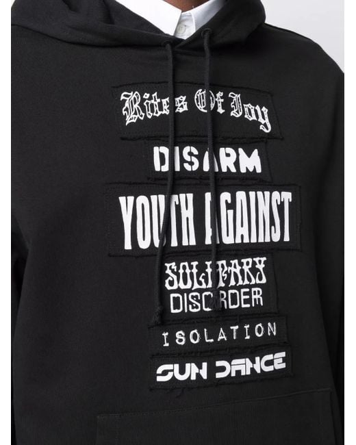 Raf Simons Black Patch-Detail Cotton Hoodie for men