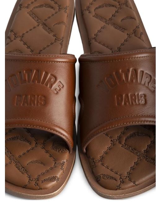 Zadig & Voltaire Brown Beach Monogram Mules