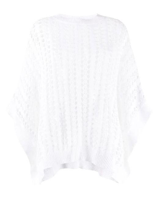 Brunello Cucinelli White Net-Knit Cotton And Linen Poncho
