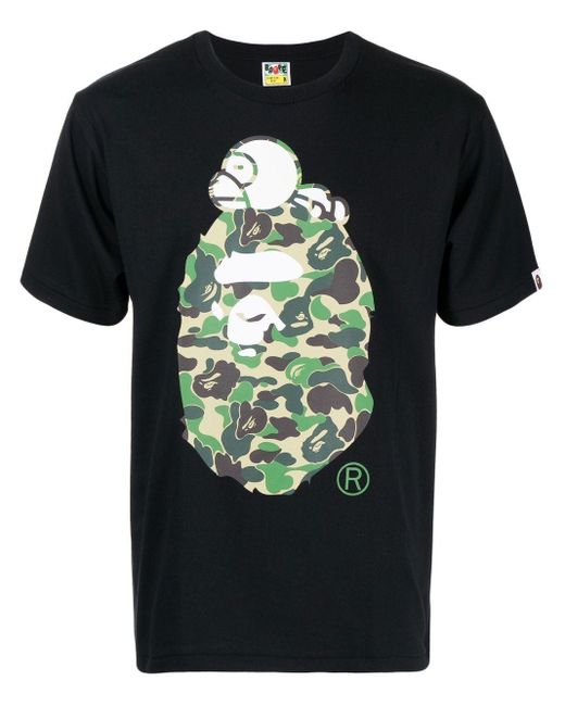 A Bathing Ape Black Camouflage-print Logo T-shirt for men