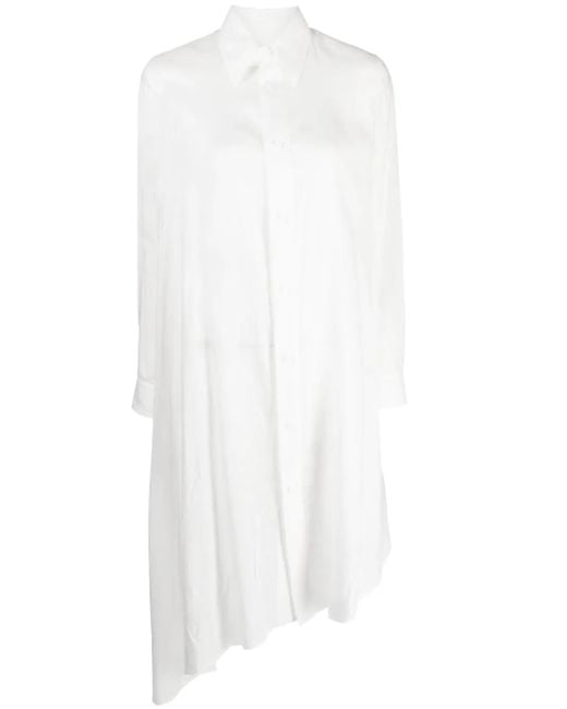 Yohji Yamamoto White Draped-Detail Asymmetric Dress