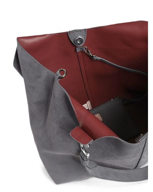 Coccinelle Gray Large C-Easy Suede-Leather Tote Bag