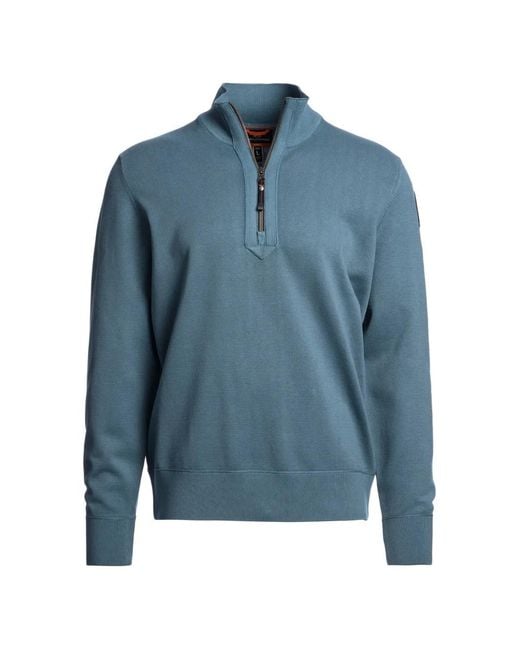 Parajumpers Blue Basic Scoe Quarter-Zip High-Neck Sweater for men