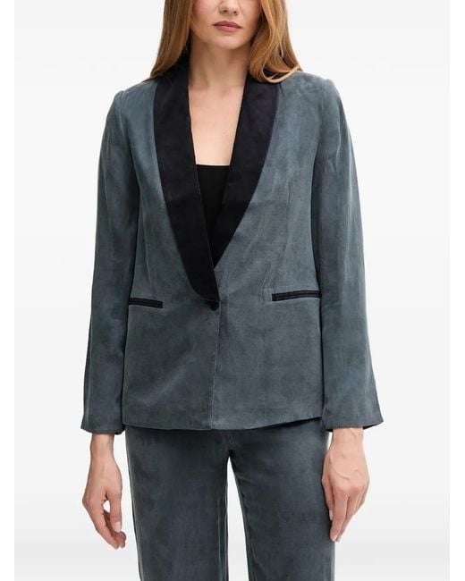 INTROPIA Gray Shawl-Lapel Blazer