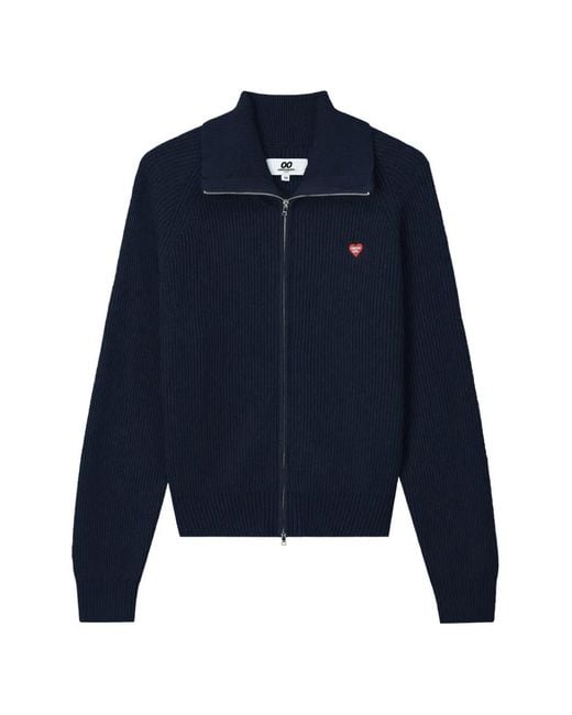 Chocoolate Blue Heart-Patch Cardigan