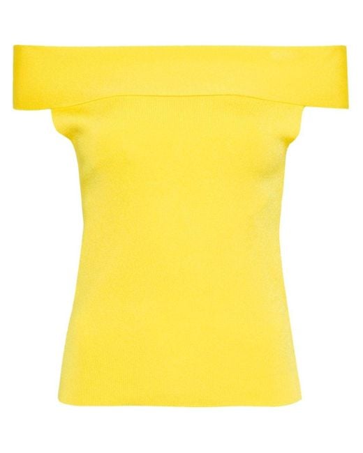 Haut en maille fine à épaules dénudées Fabiana Filippi en coloris Yellow