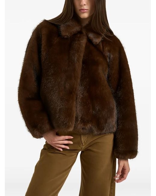 Valentini Brown Spread-Collar Textured Coat