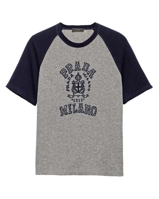 メンズ Prada ロゴ Tシャツ Gray