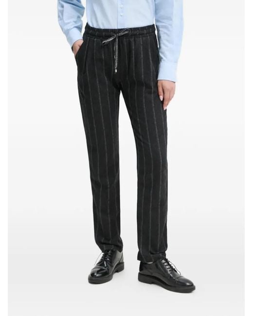 La Petite Francaise Black Poli Pinstripe Drawstring Trousers