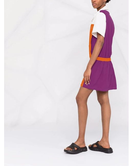 KENZO Orange Colourblock Drawstring-Collar Dress