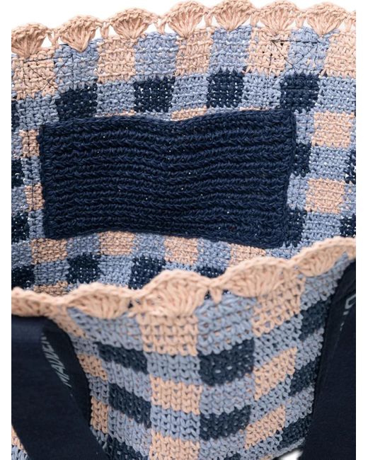 Damson Madder Blue Raffia Tote Bag