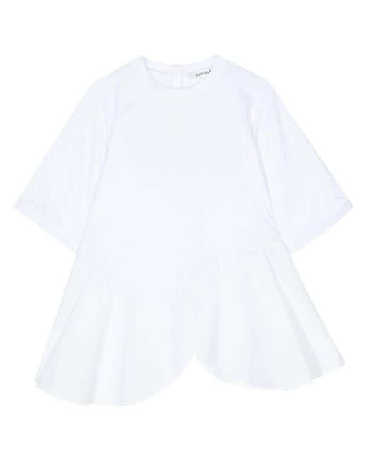 Enfold White Curved-hem Cotton T-shirt