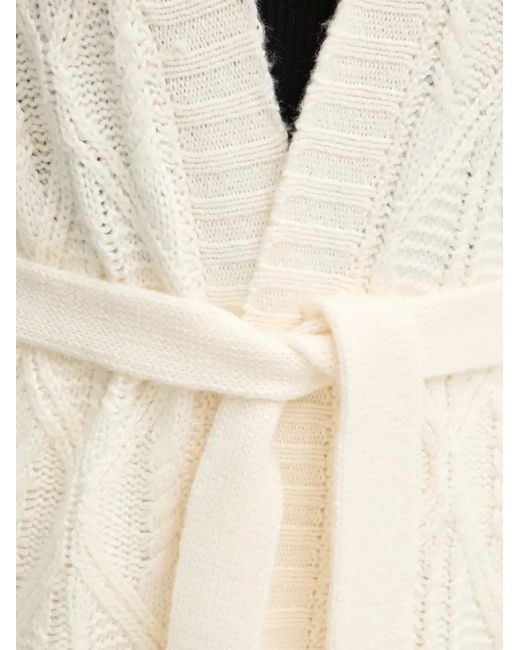 Guess Natural Cable-Knit Belted Cardigan