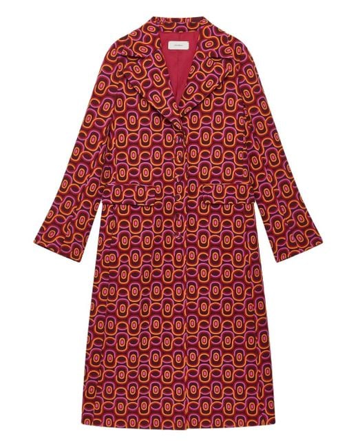 Maliparmi Red Patterned Pocket Coat