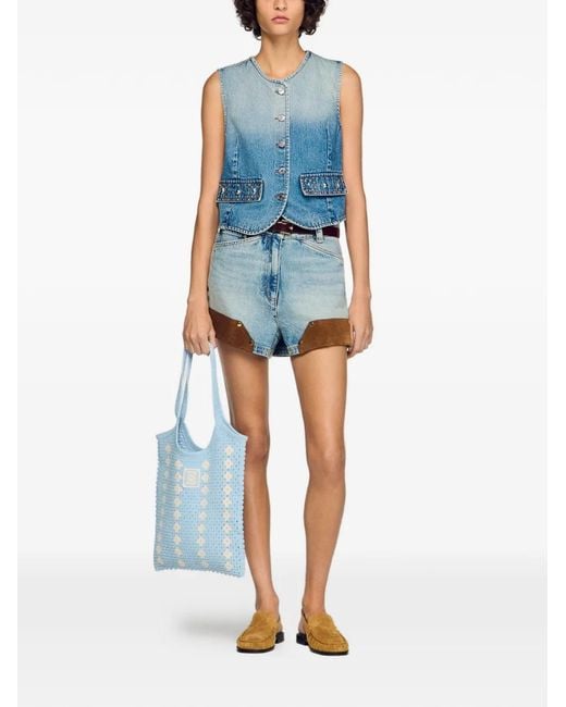 Sandro Blue Denim Vest