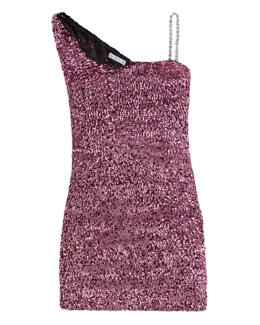 Area Purple Crystal-Strap Sequin Mini Dress
