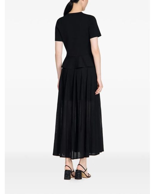 Sandro Black Peplum Knit Dress