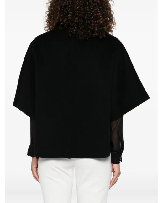 Max Mara Black Button-Fastening Cape Jacket