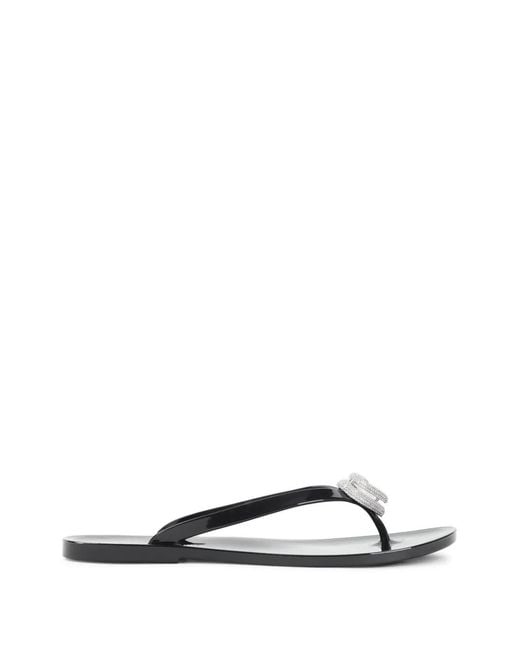Mach & Mach White Crystal-Embellished Sandals