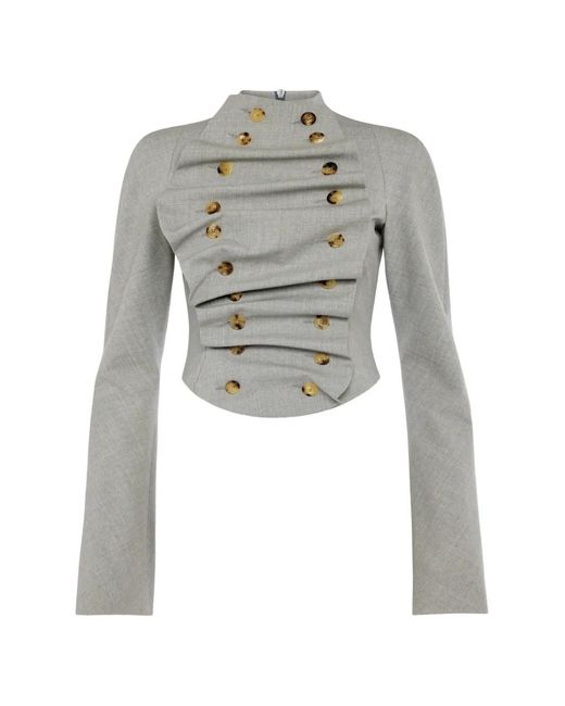 A.W.A.K.E. MODE Gray Bib-Front Structured Jacket