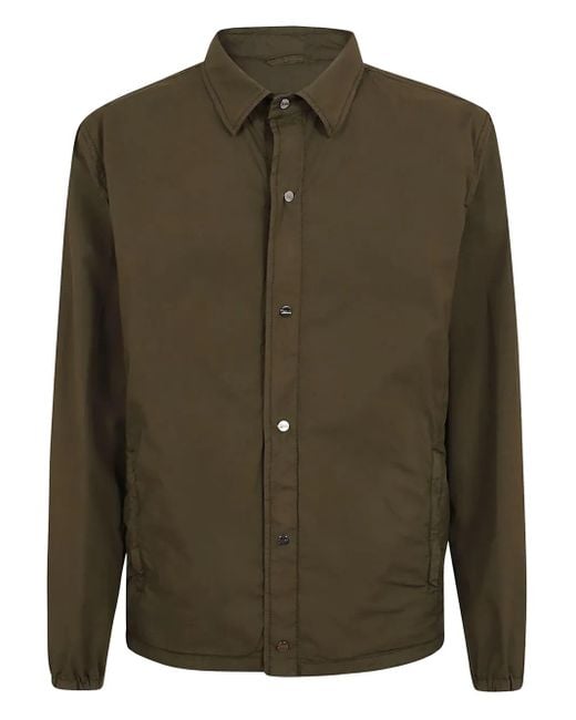 Herno Green Press-Stud Fastening Shirt Jacket for men