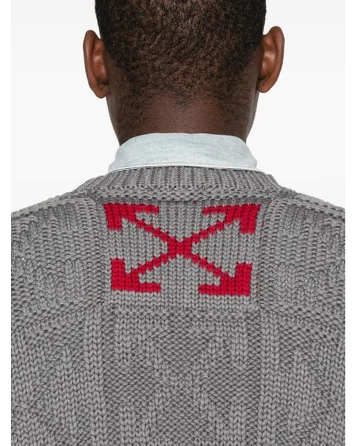 Off-White c/o Virgil Abloh Gray Patterned Sweater for men