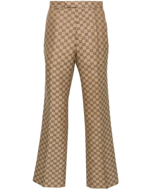 Gucci Natural Gg Supreme Linen Trousers for men