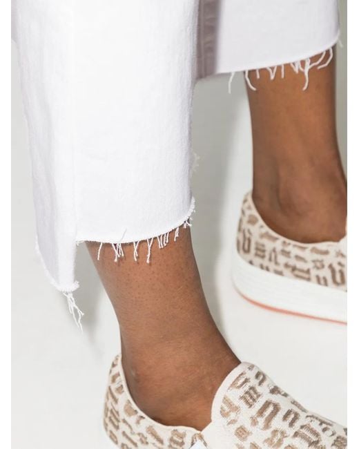 Mother The Insider Crop Step Fray ジーンズ White