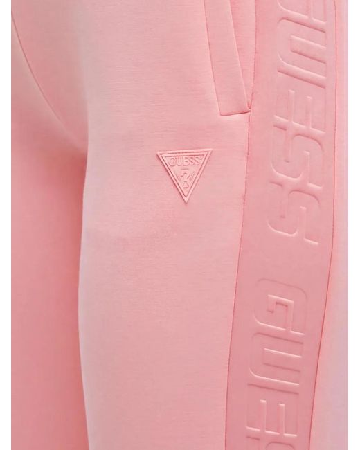 Guess Pink Logo-Embossed Drawstring Track Pants