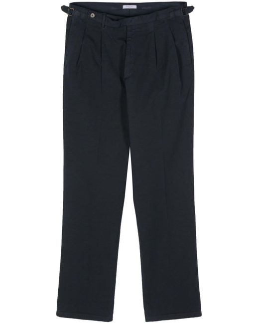 Boglioli Blue Pleat-detail Straight Trousers for men