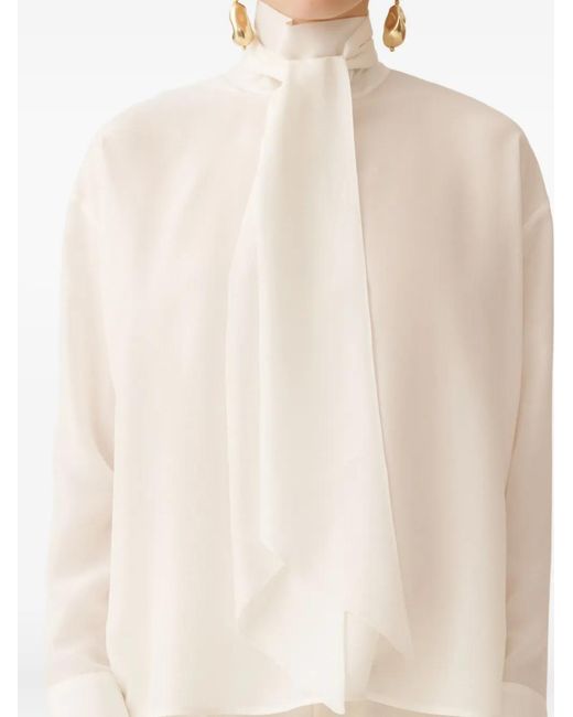 Fabiana Filippi White High-Neck Silk Blouse