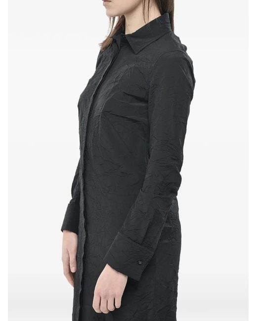 Max Mara Black Crinkled-Effect Open-Back Shirt Maxi Dress