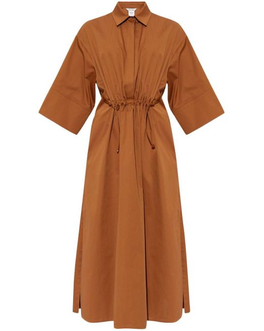 Max Mara Brown Kordelzug-Hemdkleid mit weiten Ärmeln