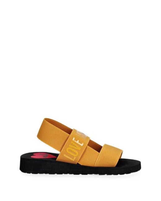 Love Moschino Yellow Logo-Strap Slingback Sandals