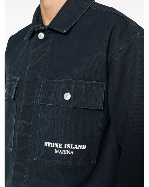Stone Island Jeansjacke mit Logo-Stickerei in Blue für Herren