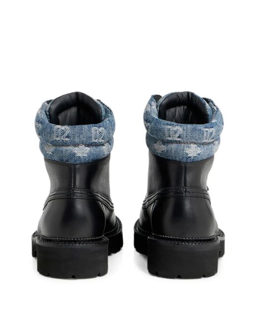 DSquared² Black D2 Monogram Ankle Boots for men