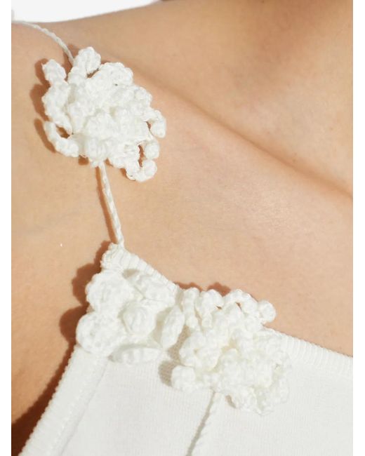 Cult Gaia White Giuliana Crochet-Floral Backless Dress