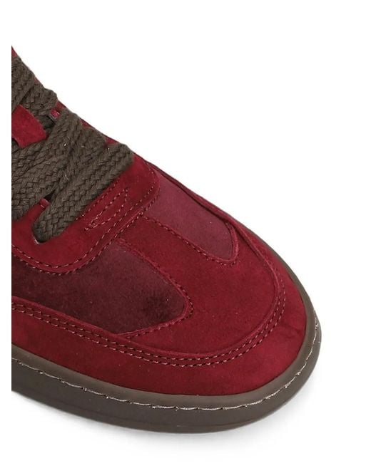 PIUMESTUDIO Red Lace-Up Suede Sneakers