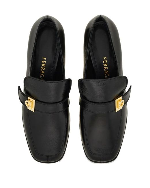 Ferragamo Black Leather Loafers
