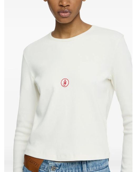 Camiseta con logo bordado J.W. Anderson de color White